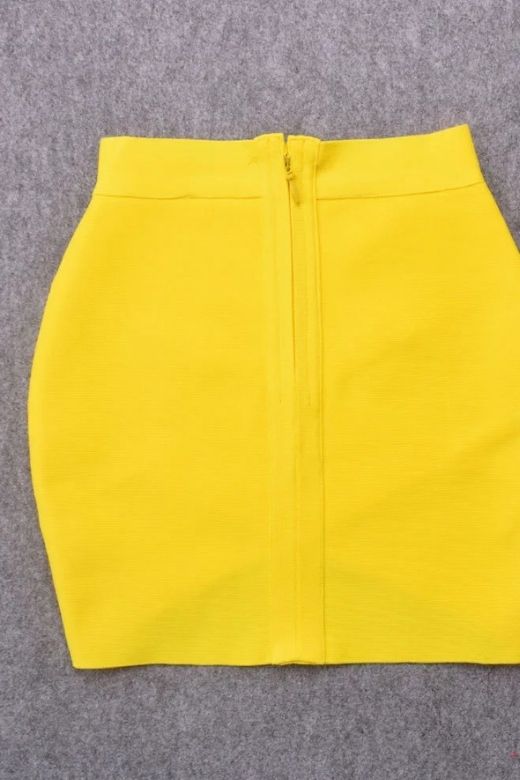Jay High Waist Bandage Mini Skirt - Sun Yellow - Image 8