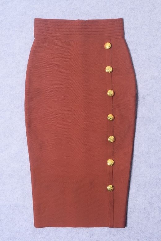 Jessie Midi Pencil Skirt - Tan Brown - Image 6