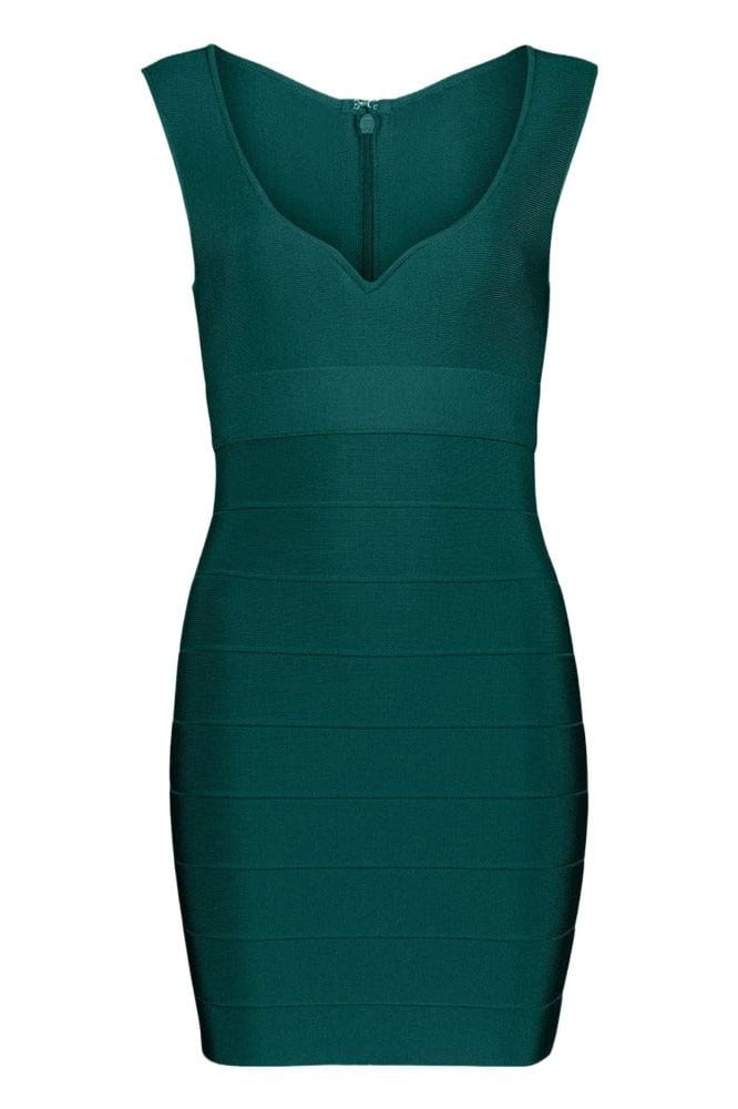 Josie Bandage V Neck Mini Dress - Emerald Green - Image 2