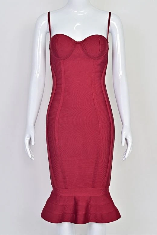 Joy Bandage Midi Dress - Red Wine - Image 12