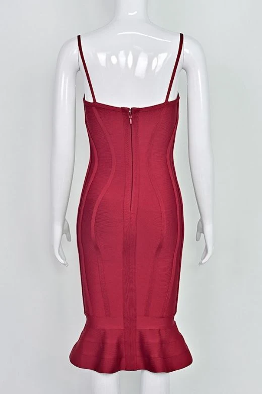 Joy Bandage Midi Dress - Red Wine - Image 13