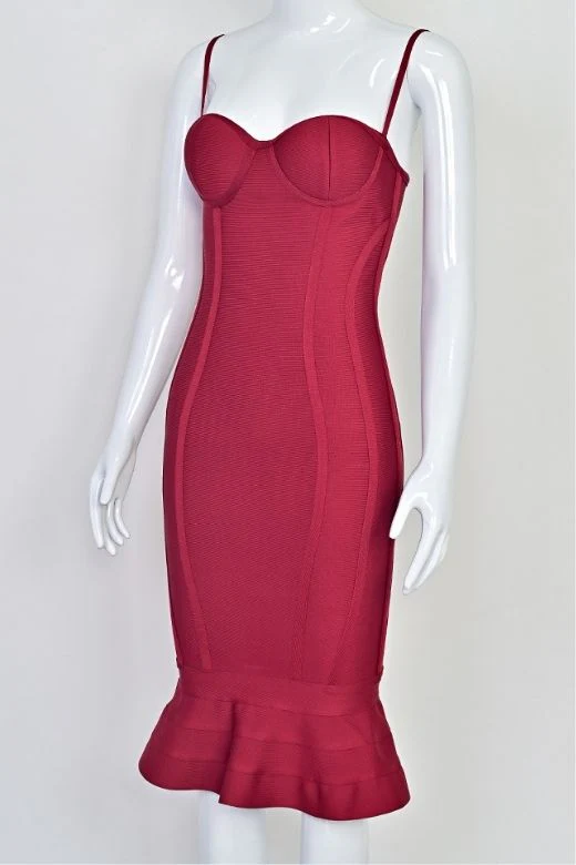 Joy Bandage Midi Dress - Red Wine - Image 14