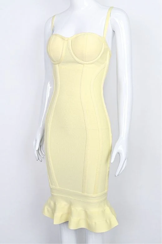 Joy Bandage Midi Dress - Sun Yellow - Image 10