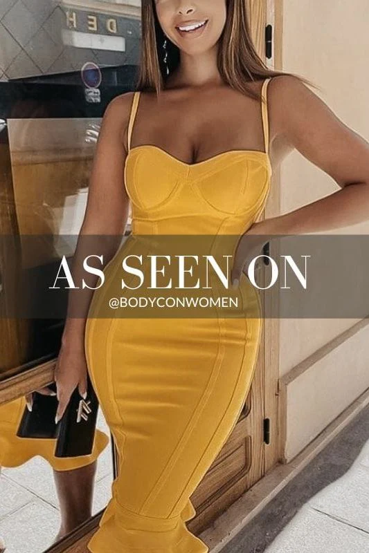 Joy Bandage Midi Dress - Sun Yellow - Image 13