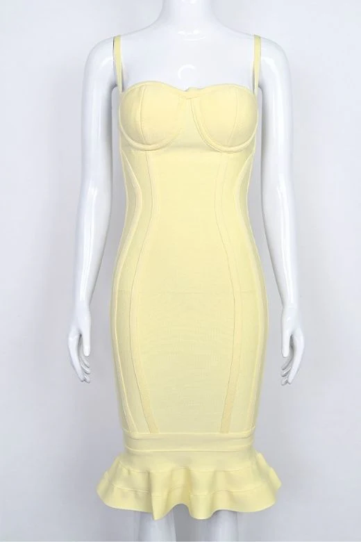 Joy Bandage Midi Dress - Sun Yellow - Image 9