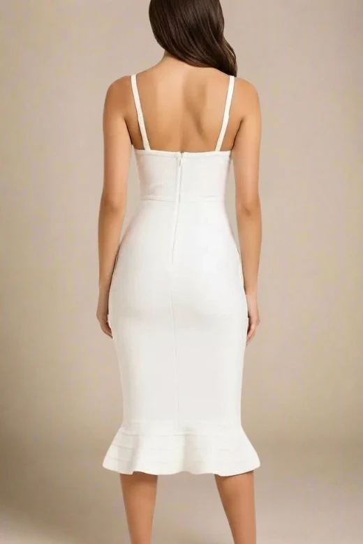 Joy Bandage Midi Dress - White Pearl - Image 3