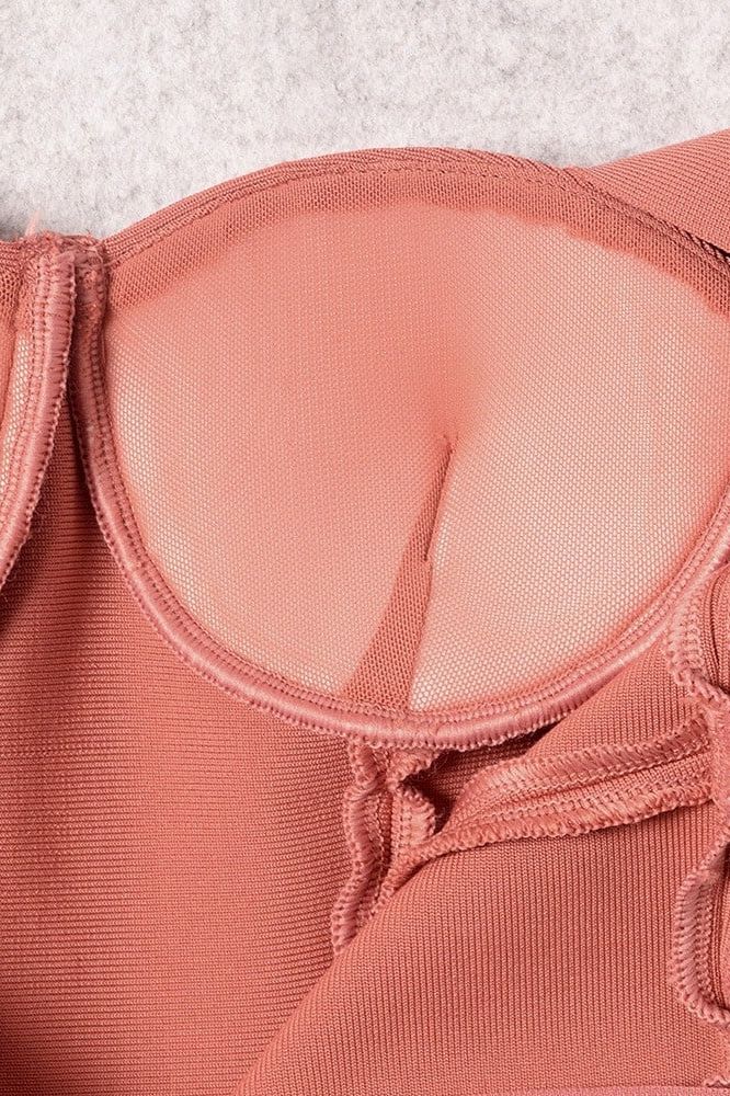 Jules Long Sleeve Midi Bandage Dress - Watermelon Pink - Image 6