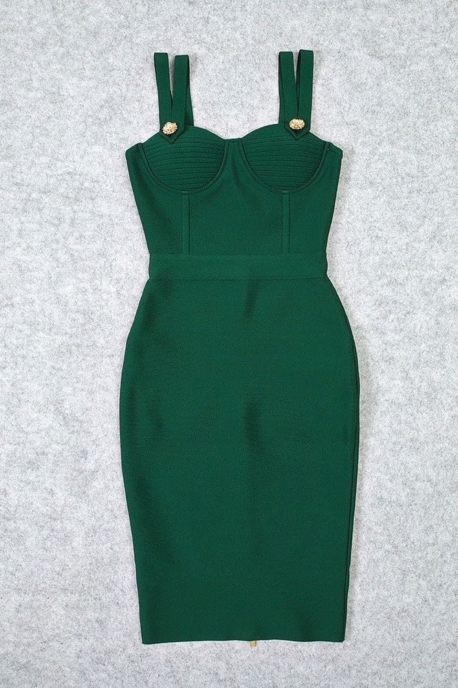 Kate Bandage Dress - Emerald Green - Image 8