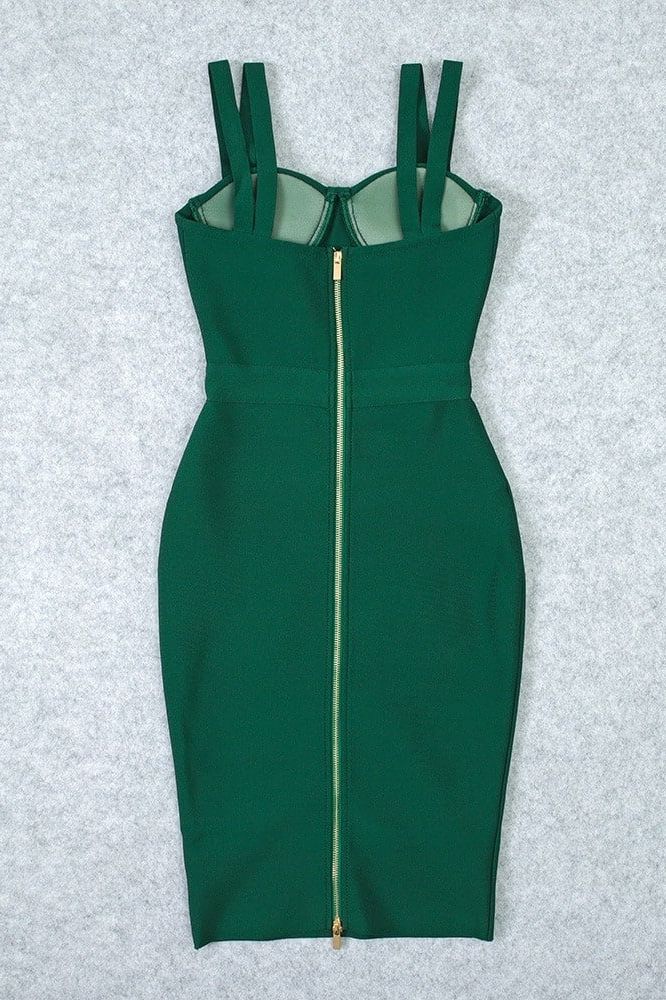 Kate Bandage Dress - Emerald Green - Image 9