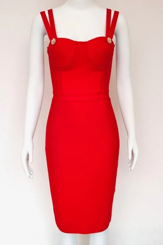 Kate Bandage Dress - Lipstick Red - Image 7