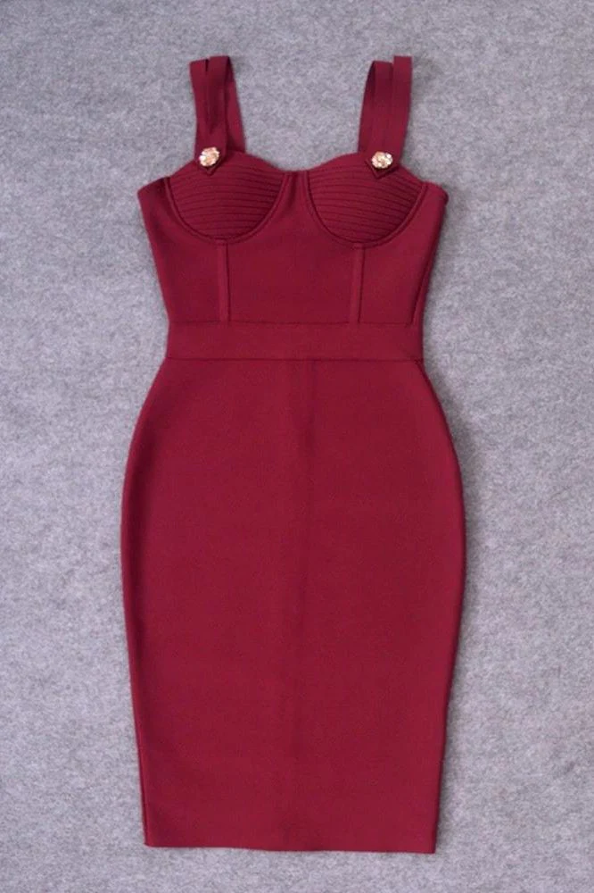 Kate Bandage Dress - Red Wine - Image 6