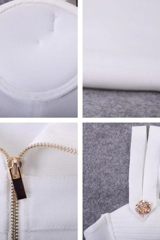 Kate Bandage Dress - White Pearl - Image 9