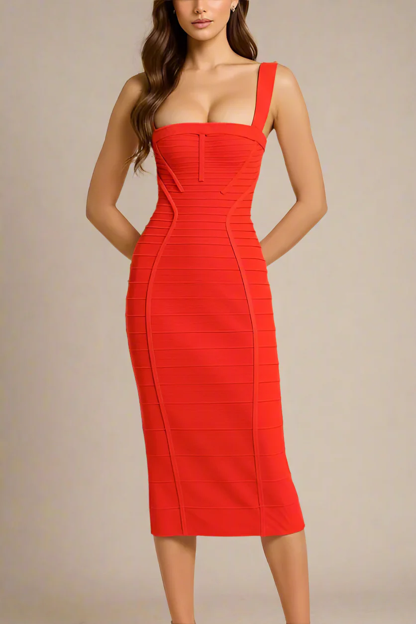 Kendall Bandage Midi Dress - Lipstick Red