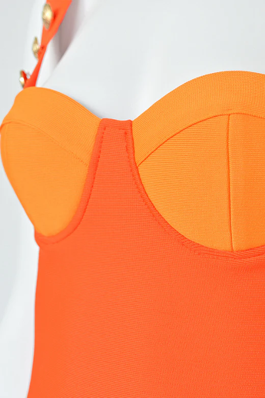 Kiki Bandage Mini Dress - Apricot Orange - Image 8