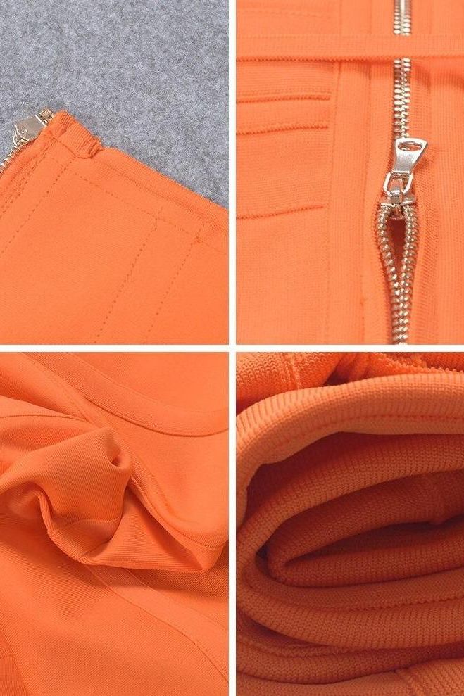 Kit Bandage Dress - Apricot Orange - Image 9
