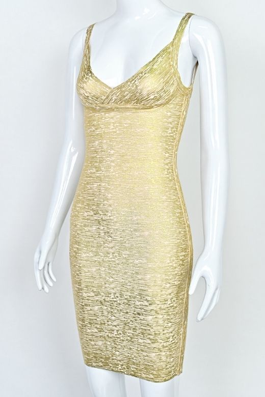 Kit Bandage Dress - Gold - Image 12