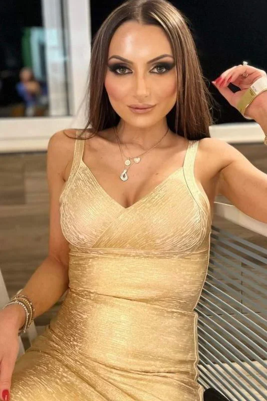 Kit Bandage Dress - Gold - Image 8