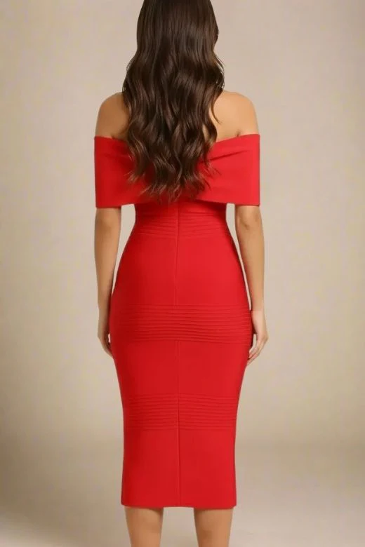 Kristina Bodycon Dress Dress - Lipstick Red - Image 2