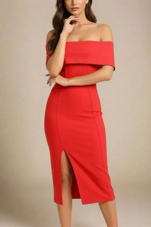 Kristina Bodycon Dress Dress - Lipstick Red - Image 4