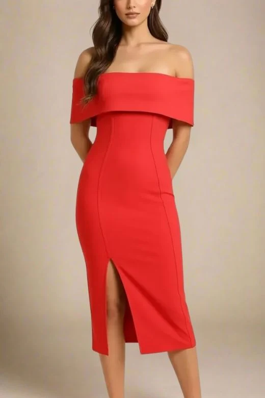 Kristina Bodycon Dress Dress - Lipstick Red - Image 5