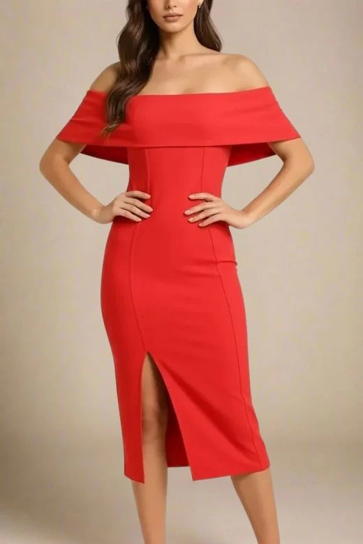 Kristina Bodycon Dress Dress - Lipstick Red - Image 6