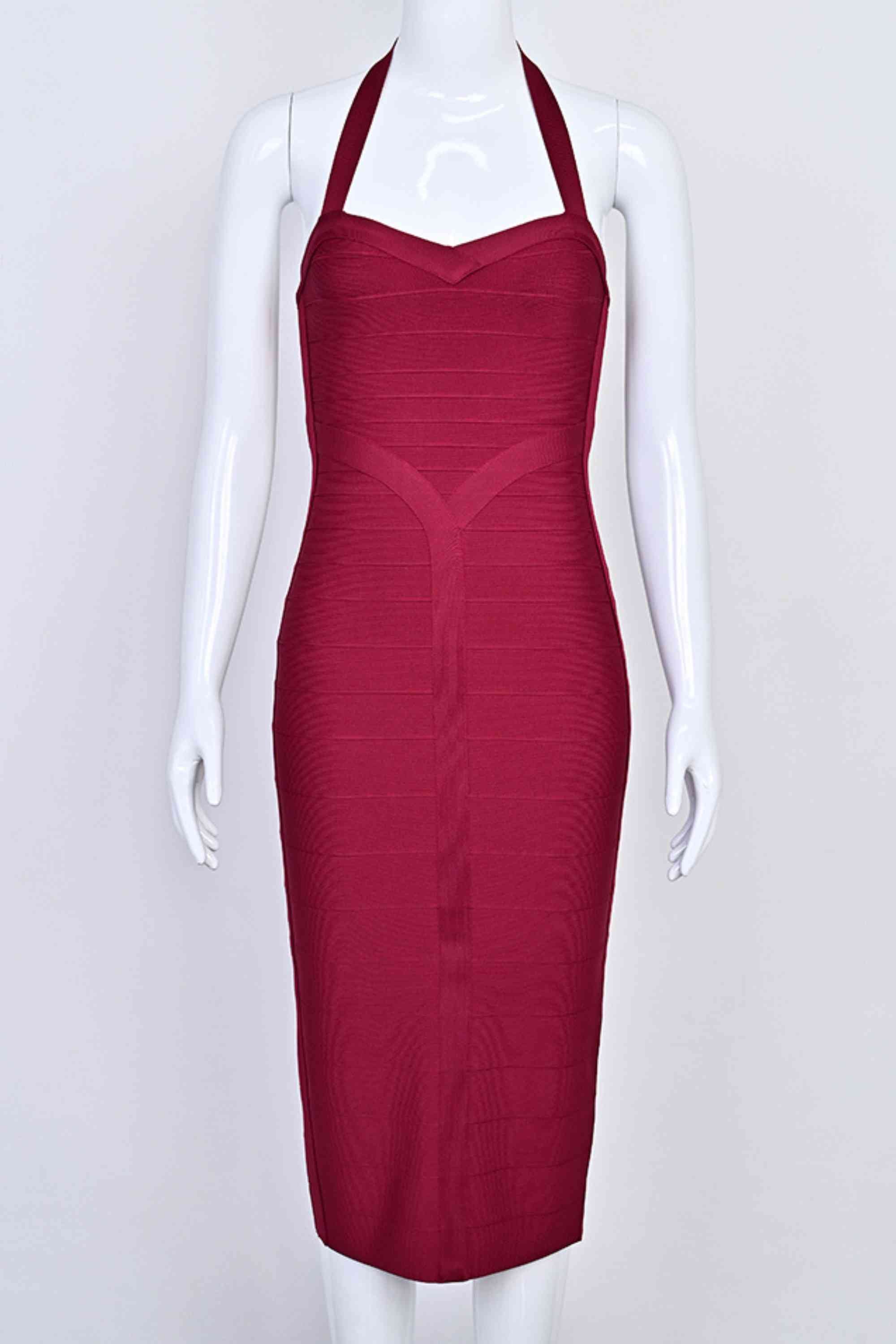 Lara Bandage Midi Dress - Red Wine - Image 7