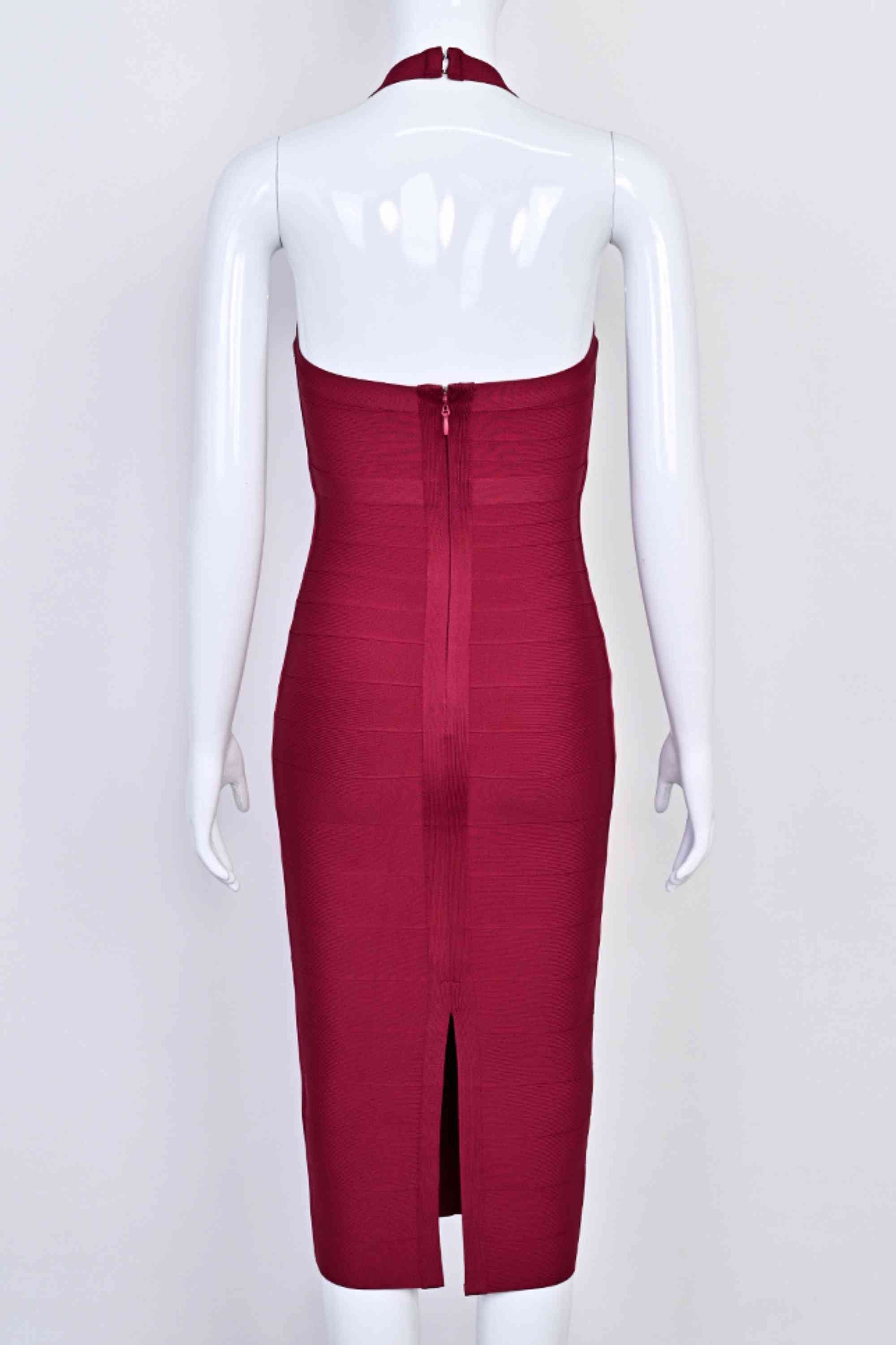 Lara Bandage Midi Dress - Red Wine - Image 8
