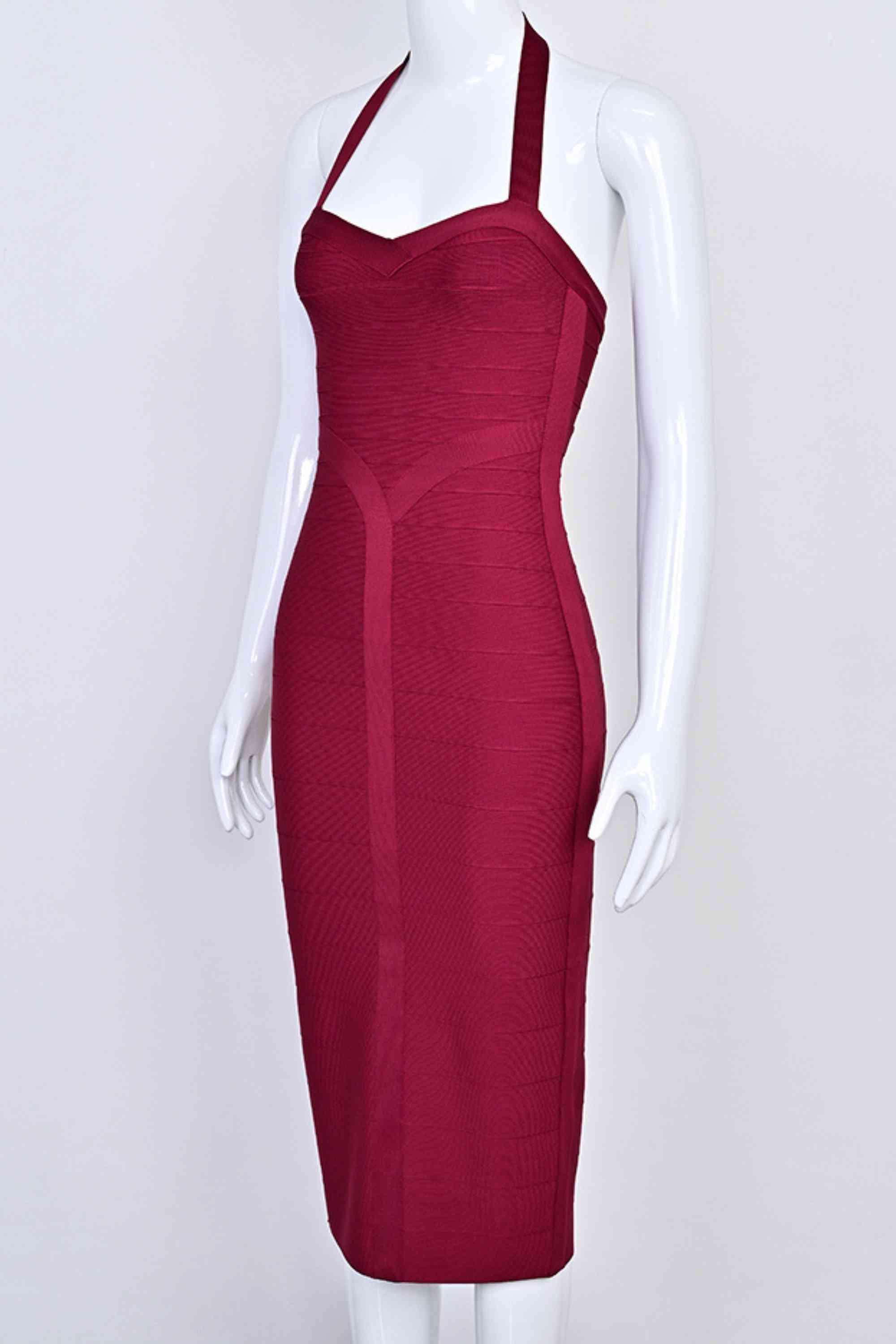 Lara Bandage Midi Dress - Red Wine - Image 9