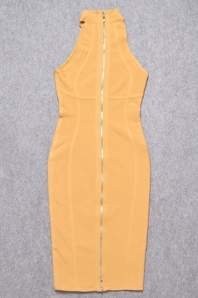 Lea Bandage Midi Dress - Mustard Yellow - Image 10