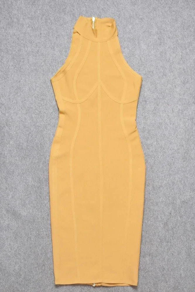 Lea Bandage Midi Dress - Mustard Yellow - Image 9