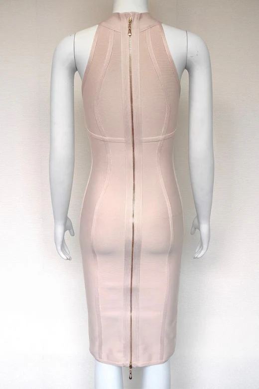 Lea Bandage Midi Dress - Beige - Image 10