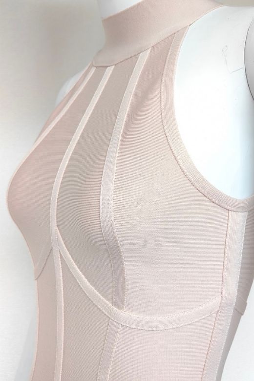 Lea Bandage Midi Dress - Beige - Image 12