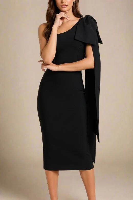Lela Long Sleeve Bandage Midi Dress - Classic Black - Image 3