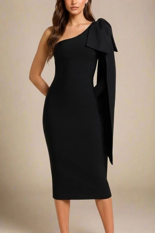 Lela Long Sleeve Bandage Midi Dress - Classic Black - Image 5
