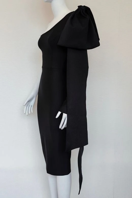 Lela Long Sleeve Bandage Midi Dress - Classic Black - Image 8