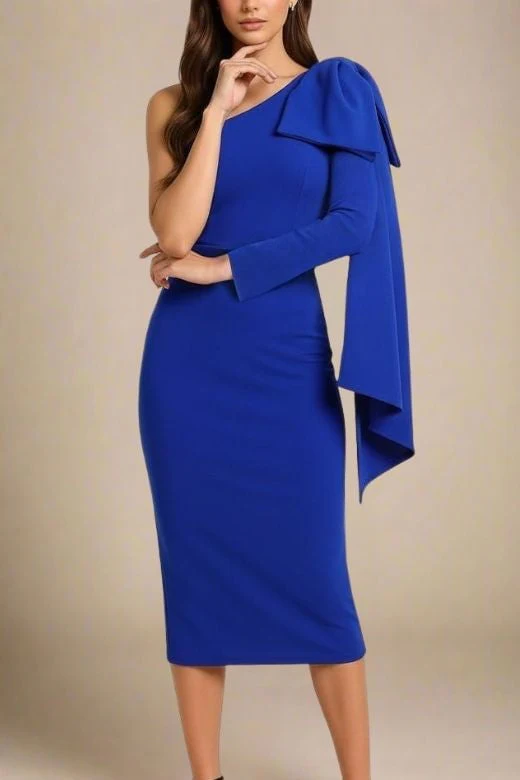 Lela Long Sleeve Bandage Midi Dress - Royal Blue - Image 3