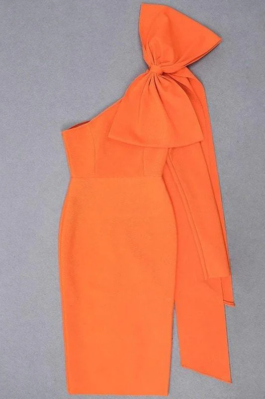 Lela Long Sleeve Bandage Midi Dress - Apricot Orange - Image 6