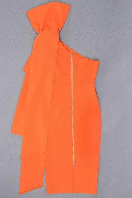 Lela Long Sleeve Bandage Midi Dress - Apricot Orange - Image 7
