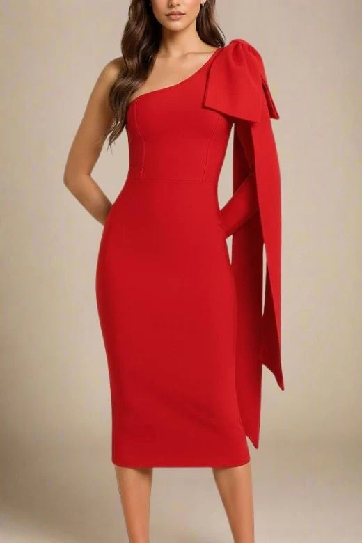 Lela Long Sleeve Bandage Midi Dress - Lipstick Red - Image 3