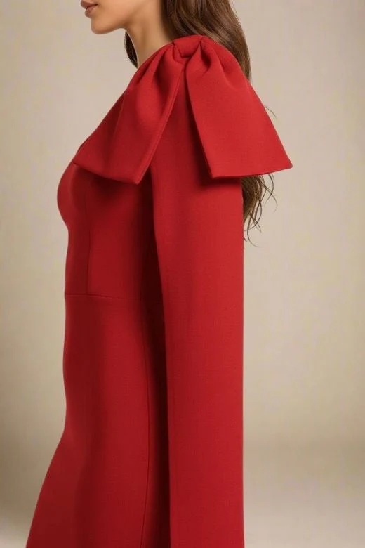 Lela Long Sleeve Bandage Midi Dress - Lipstick Red - Image 4