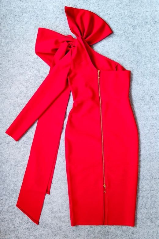 Lela Long Sleeve Bandage Midi Dress - Lipstick Red - Image 9