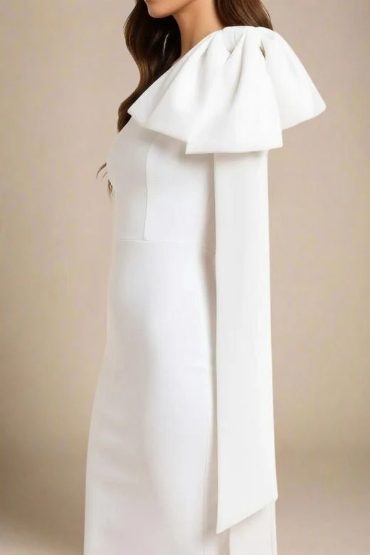 Lela Long Sleeve Bandage Midi Dress - White Pearl - Image 3