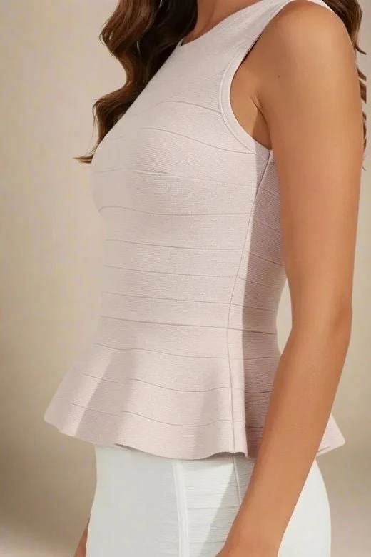 Leni Bandage Peplum Top - Beige - Image 2