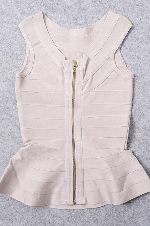 Leni Bandage Peplum Top - Beige - Image 8