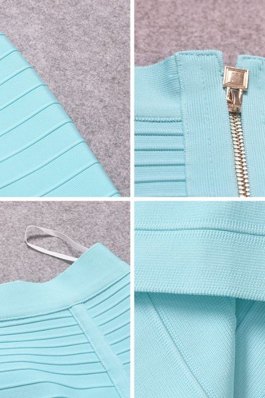 Leni Bandage Top and Knee Length Skirt Set - Sky Blue - Image 7
