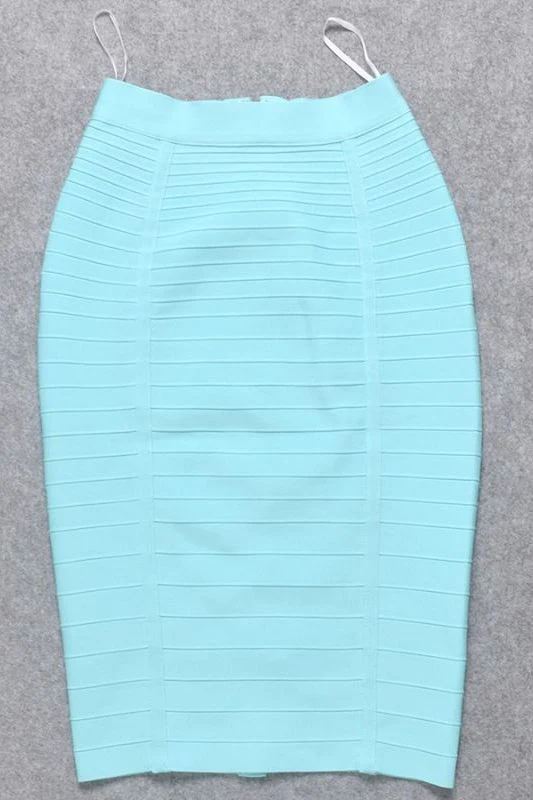 Leni Bandage Top and Knee Length Skirt Set - Sky Blue - Image 8