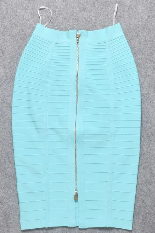 Leni Bandage Top and Knee Length Skirt Set - Sky Blue - Image 9