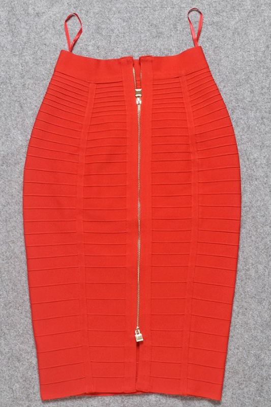 Leni Bandage Top and Knee Length Skirt Set - Lipstick Red - Image 10