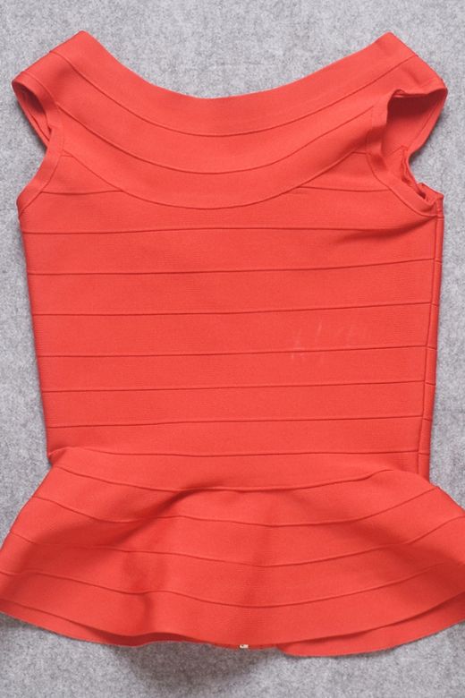 Leni Bandage Top and Knee Length Skirt Set - Lipstick Red - Image 7