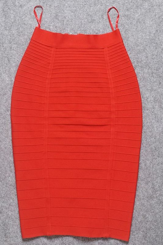 Leni Bandage Top and Knee Length Skirt Set - Lipstick Red - Image 9